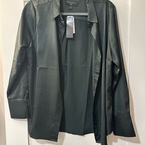Dark green banana republic button down satin shirt